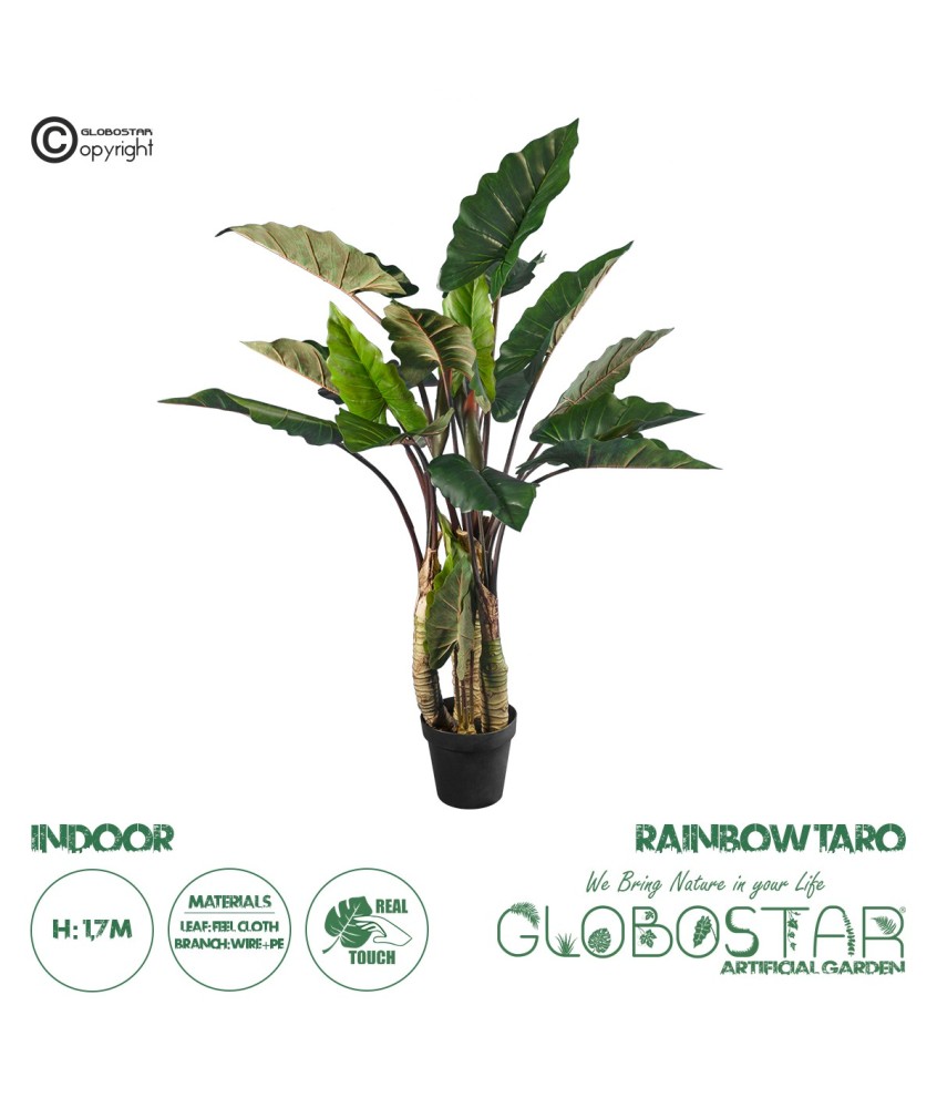 GloboStar® Artificial Garden RAINBOW TARO 20207 Τεχνητό Διακοσμητικό Φυτό Κολοκασία Υ170cm
